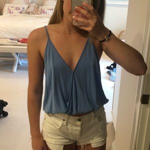 Cross front blue top